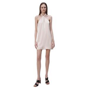 JONATHAN SIMKHAI STANDARD Mitra Washed Charmeuse Halter‎ Dress in Sand Dollar